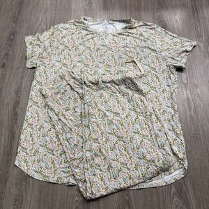 Lates by Kate Modal Blend Wispy Blue Floral Pajama Jogger & Tee Set 3XL